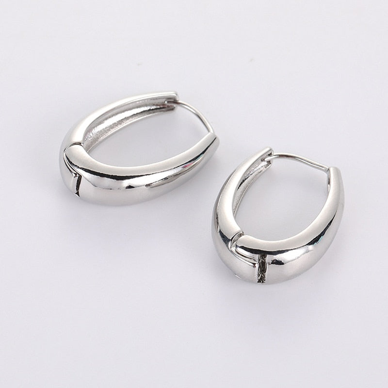 2026 New Classic Copper Alloy Smooth Metal Hoop Earrings For Woman Fashion Korean Jewelry Temperament  Daily Wear earrings