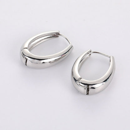 2026 New Classic Copper Alloy Smooth Metal Hoop Earrings For Woman Fashion Korean Jewelry Temperament  Daily Wear earrings