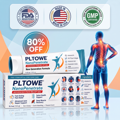 PLTOWE® NanoPenetrate Advanced Pain Relief Gel 🇺🇸 | Fast Comfort & Long-Term Joint & Muscle Care | Lidocaine + Menthol + MSM + Type II Collagen Formula | For Joint Pain, Muscle Soreness & Stiffness 💥
